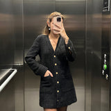 Cárdigan largo tweed negro ZARA M